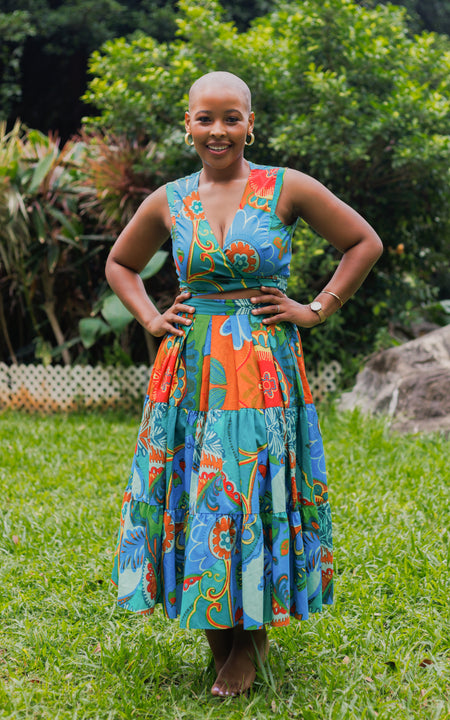 Tanji Tide Tiered Midi Skirt