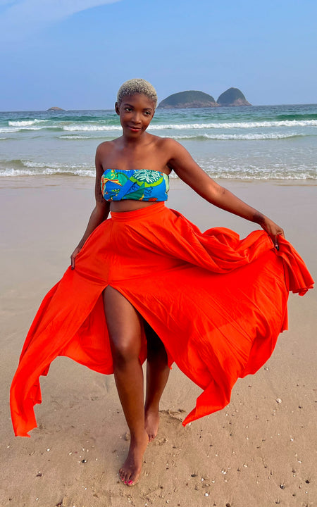 Sange Slit Maxi Skirt - Blue