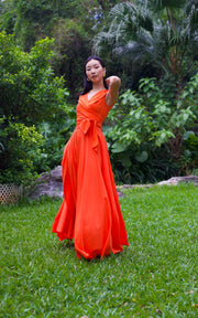 Assinie Sway Flared Maxi Skirt - Orange