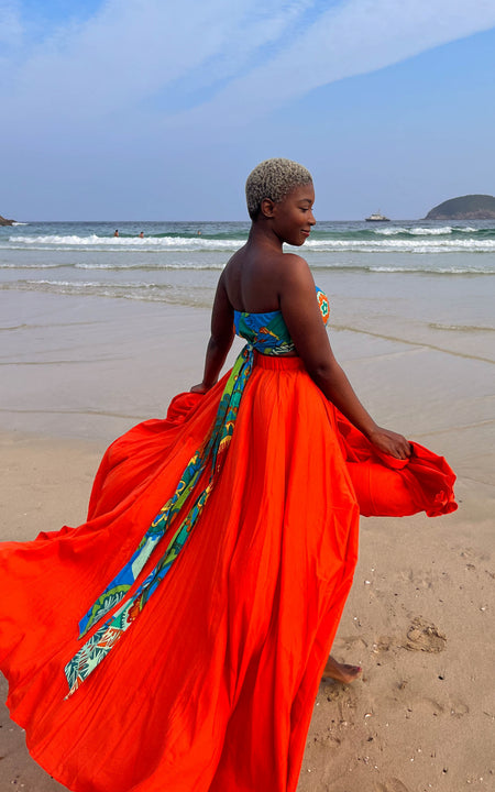 Sange Slit Maxi Skirt - Blue