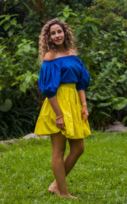 Tanji Tide Tiered Mini Skirt - Blue