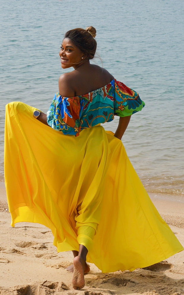 Assinie Sway Flared Maxi Skirt - Yellow