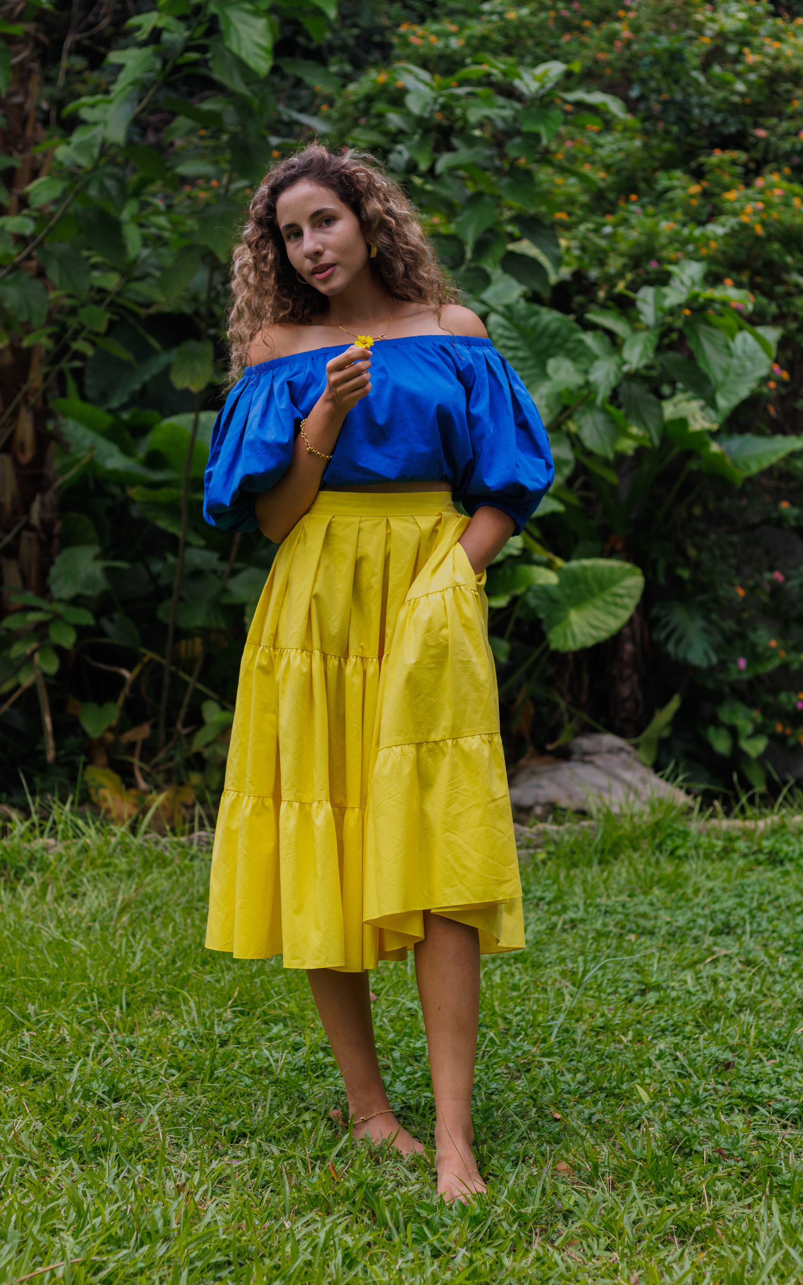 Tanji Tide Tiered Midi Skirt