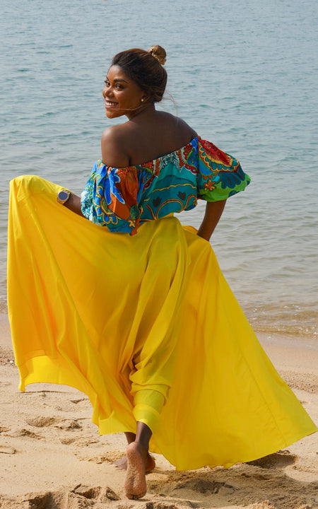 Assinie Sway Flared Maxi Skirt - Blue