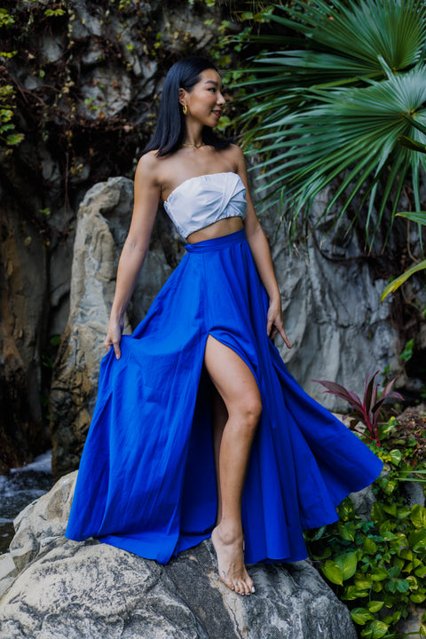 Sange Slit Maxi Skirt - Green