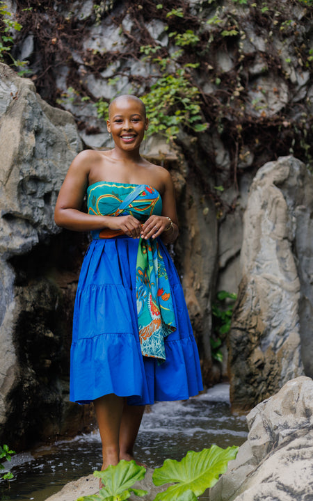 Tanji Tide Tiered Midi Skirt