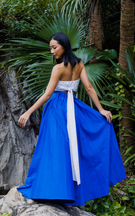 Sange Slit Maxi Skirt - Blue