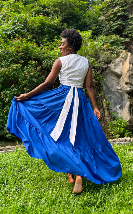 Tanji Tide Tiered Maxi Skirt - Watercolor