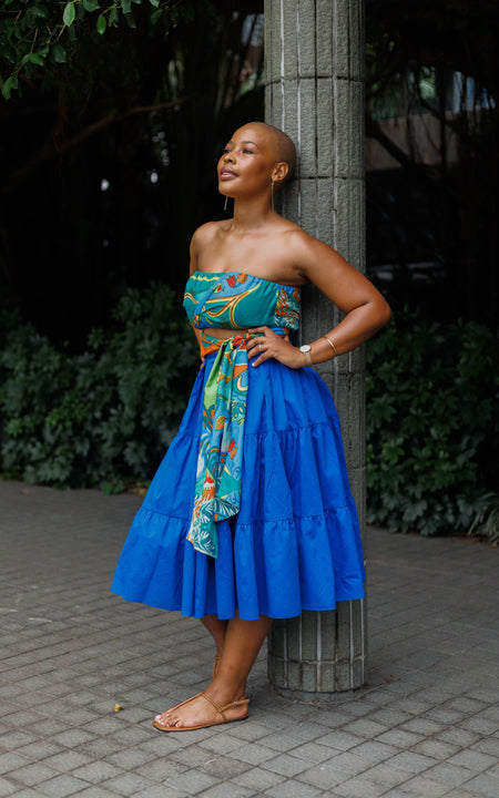 Tanji Tide Tiered Midi Skirt