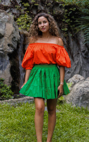 Tanji Tide Tiered Mini Skirt - Orange