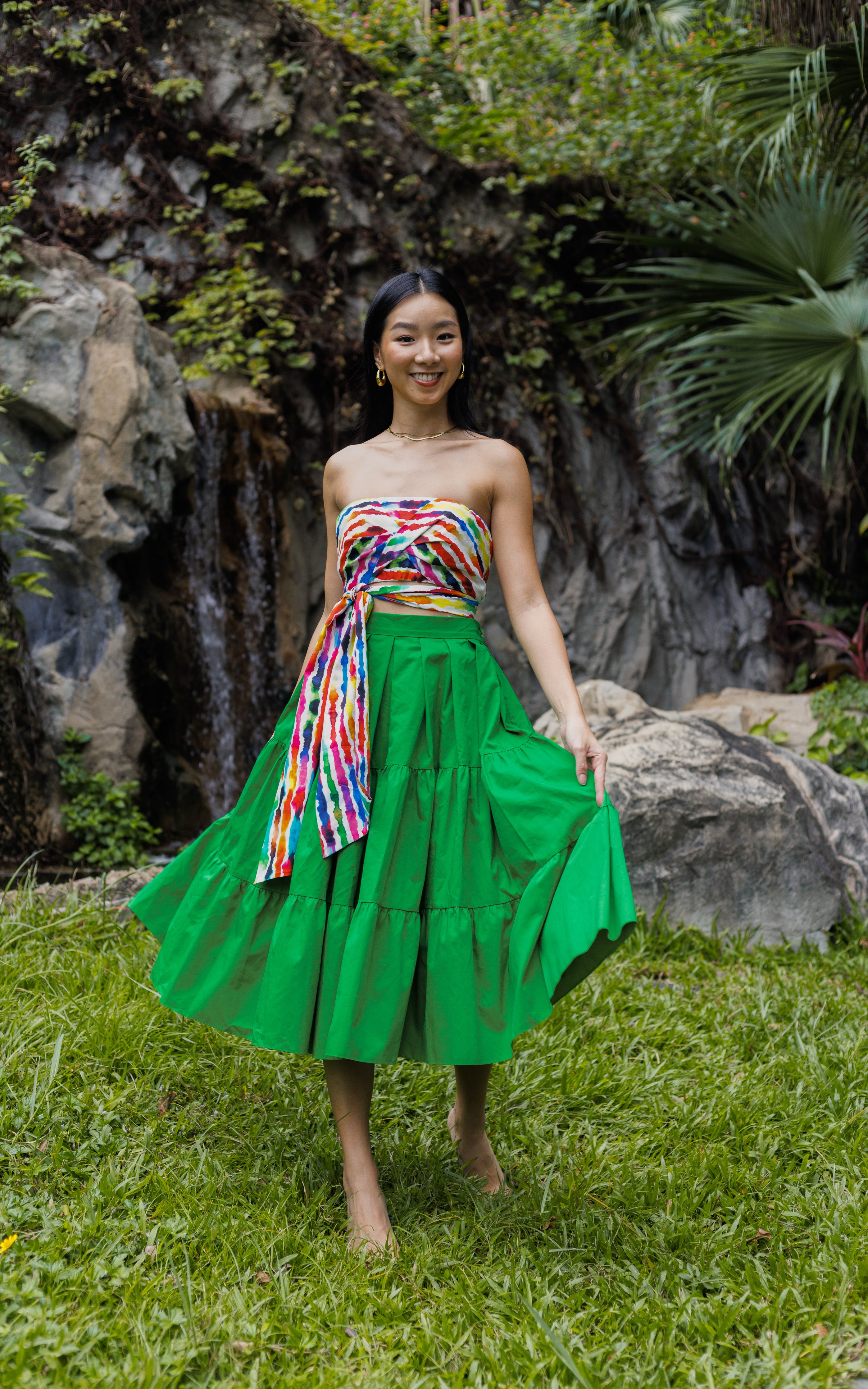 Tanji Tide Tiered Midi Skirt