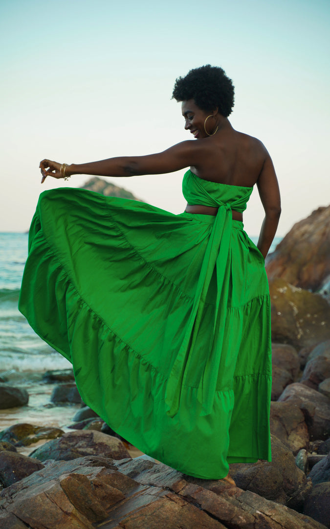 Tanji Tide Tiered Maxi Skirt - Blue – Beam Bold
