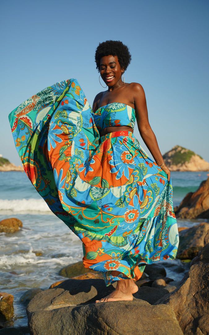 Tanji Tide Tiered Maxi Skirt - Yellow – Beam Bold