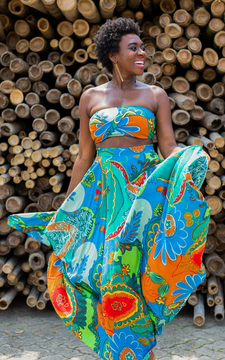 Assinie Sway Flared Maxi Skirt - Orange