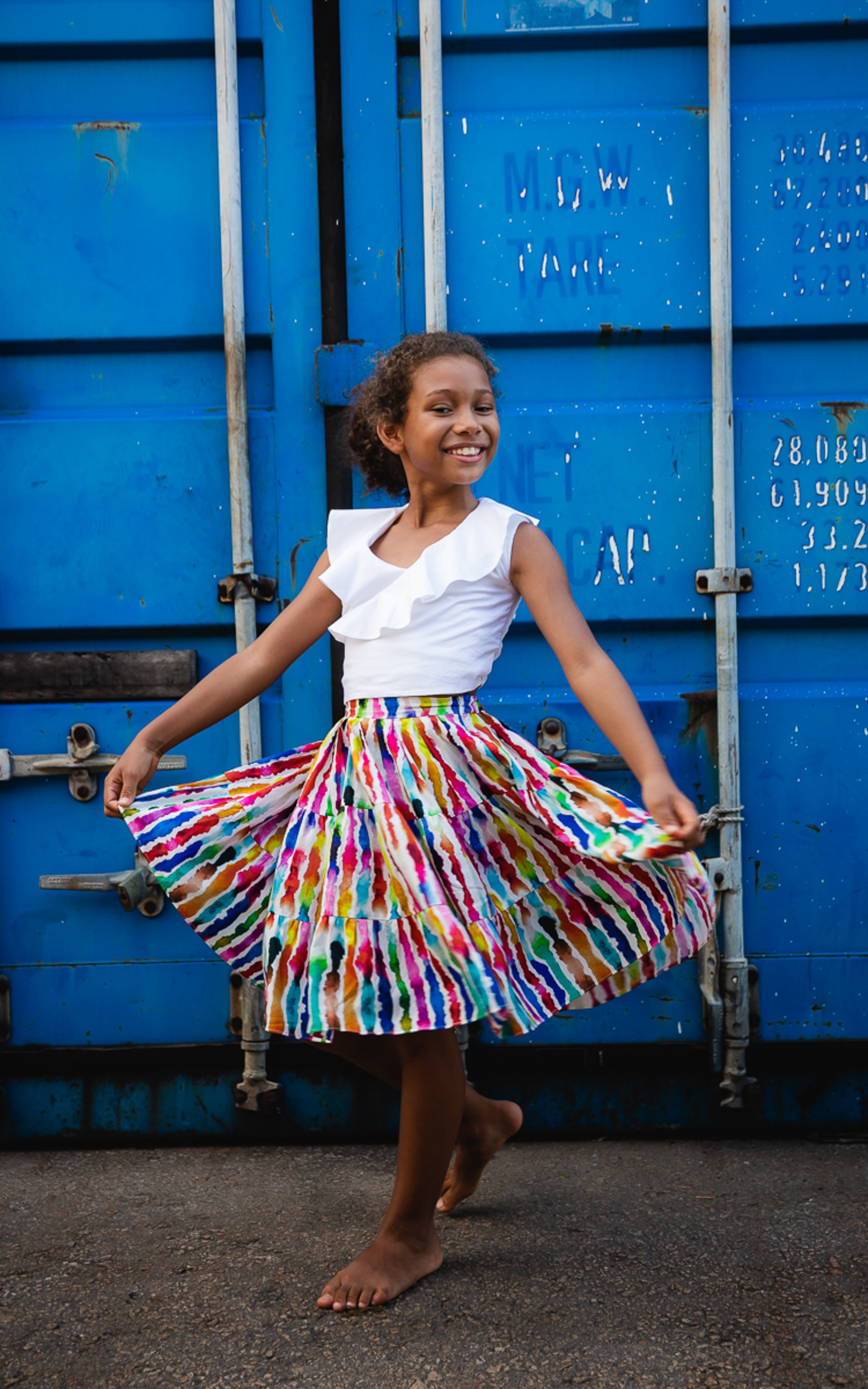 Maracas Tide Tiered Midi Skirt