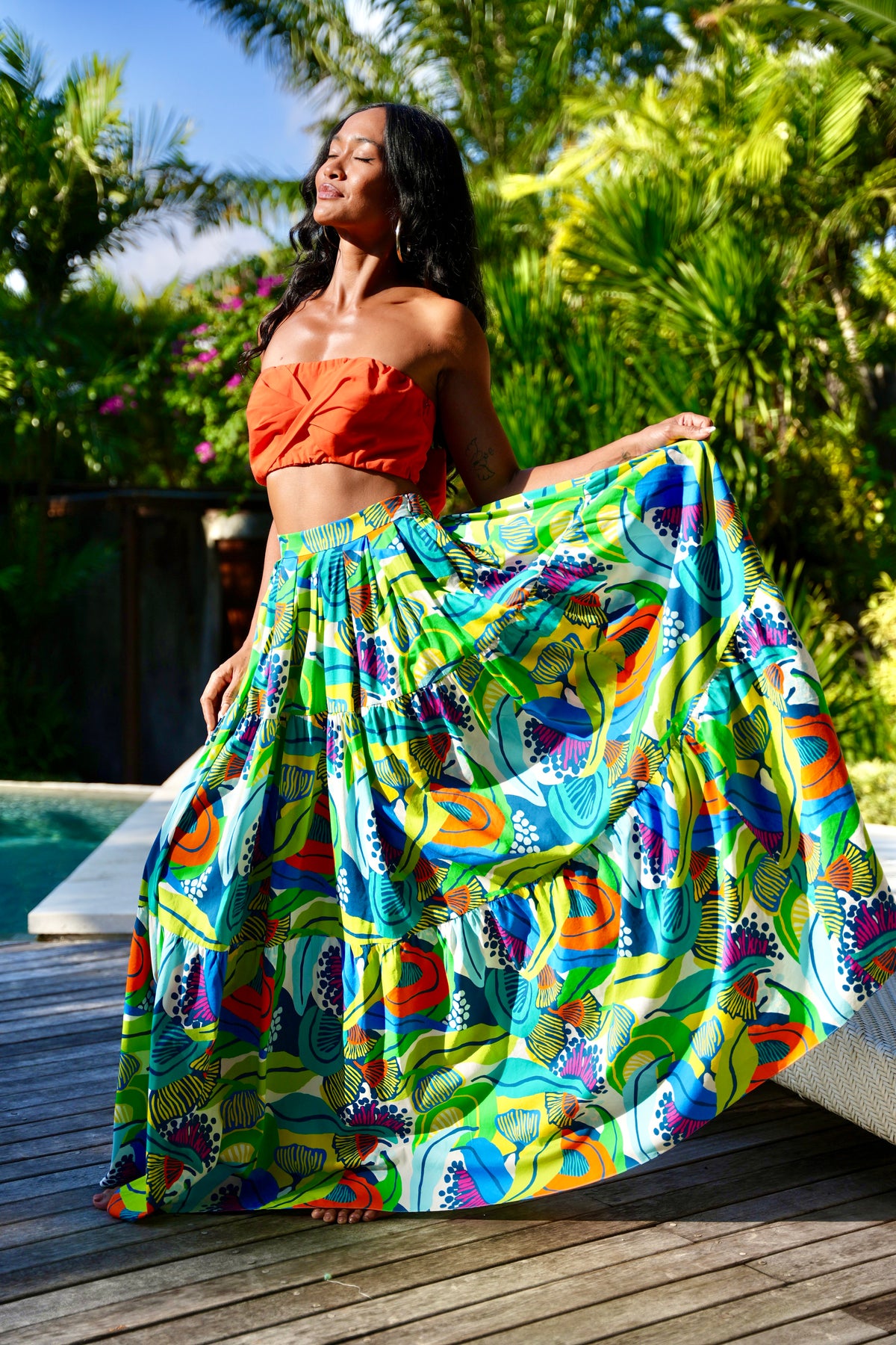 Tanji Tide Tiered Maxi Skirt