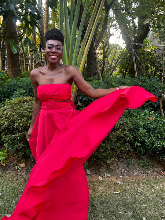 Assinie Sway Flared Maxi Skirt - Red