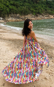 Labadi Breeze Flared Maxi Dress - Watercolor