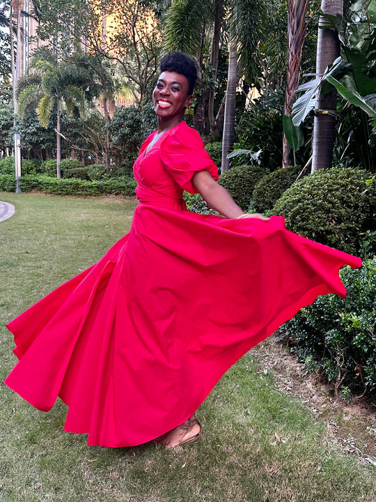 Assinie Sway Flared Maxi Skirt - Red