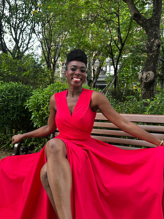 Sange Slit Maxi Skirt - Red