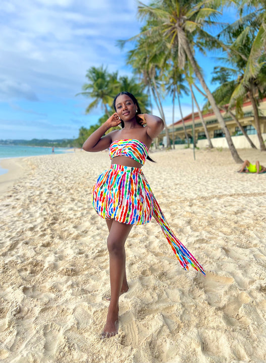 Bazley Bubble Mini Skirt - Watercolor
