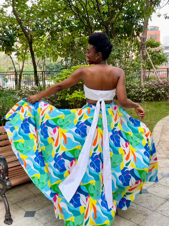Assinie Sway Flared Maxi Skirt - Leaf
