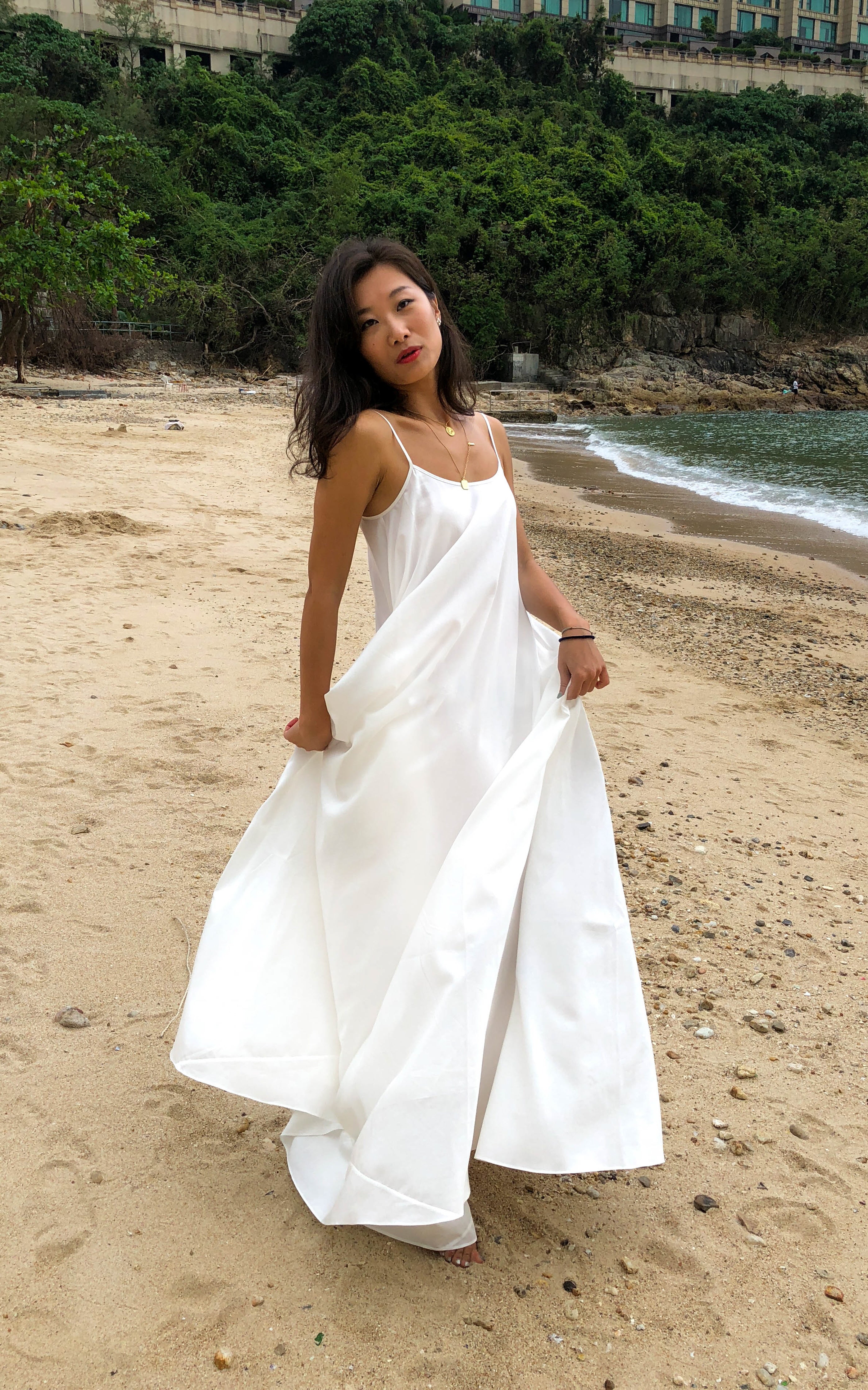 Labadi Breeze Flared Maxi Dress - White – Beam Bold
