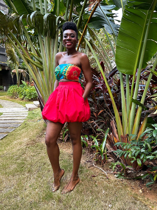 Bazley Bubble Mini Skirt - Red