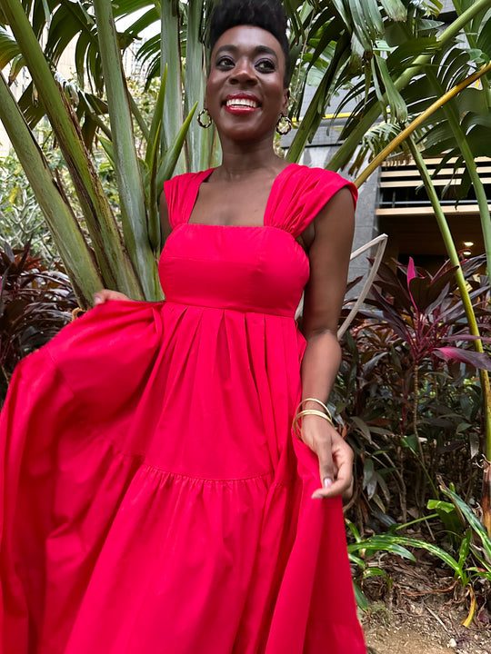 Varela Reef Midi Dress - Red