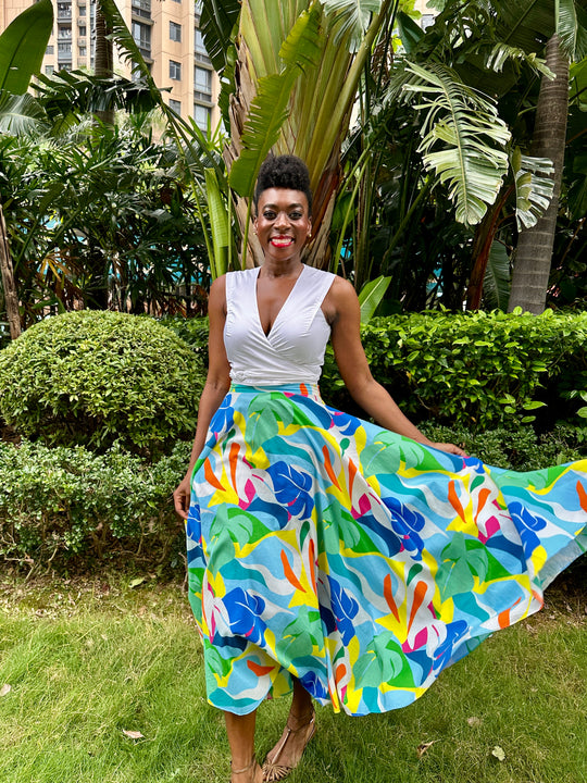Assinie Sway Flared Midi Skirt - Leaf