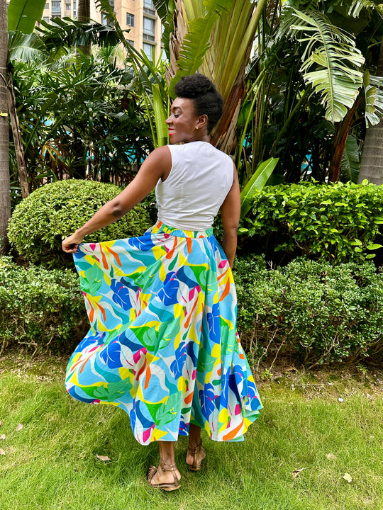 Assinie Sway Flared Midi Skirt - Leaf