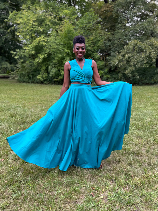 Assinie Sway Flared Maxi Skirt - Teal