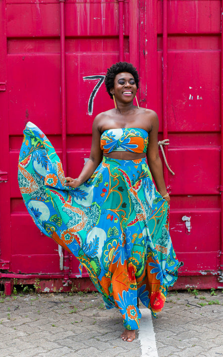 Assinie Sway Flared Maxi Skirt - Orange
