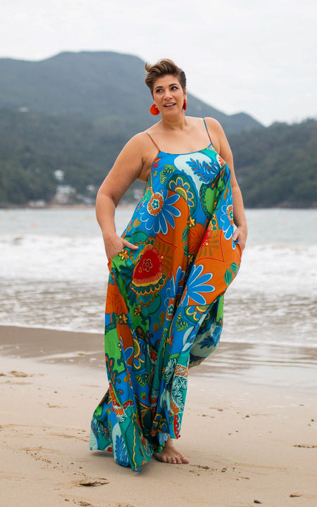 Labadi Breeze Flared Maxi Dress - Blue
