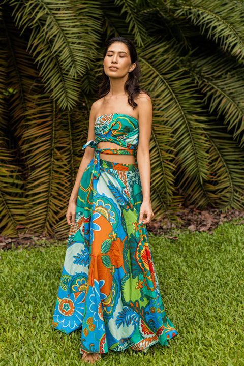 Sange Slit Maxi Skirt - Green