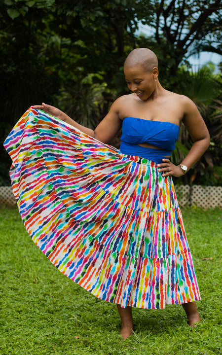 Tanji Tide Tiered Midi Skirt