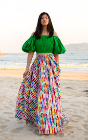 Assinie Sway Flared Maxi Skirt - Green