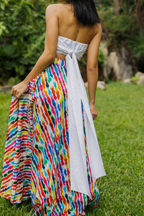 Sange Slit Maxi Skirt - Blue