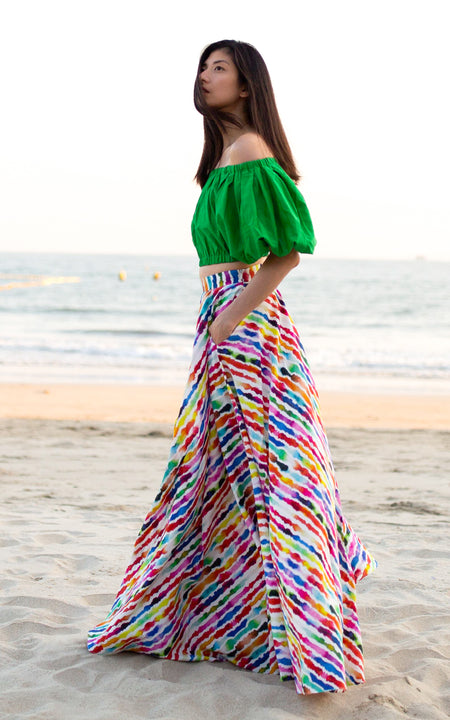 Green flared maxi clearance skirt