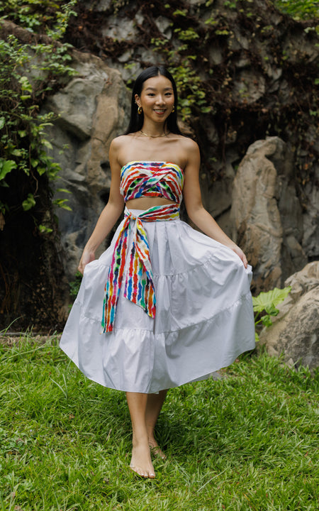 Tanji Tide Tiered Midi Skirt