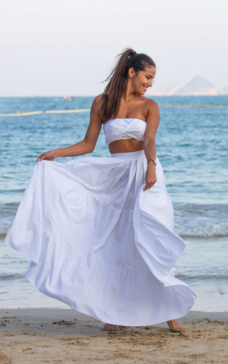Tanji Tide Tiered Maxi Skirt - Blue