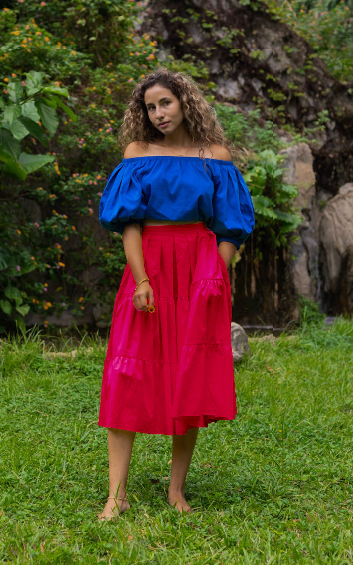 Tanji Tide Tiered Midi Skirt