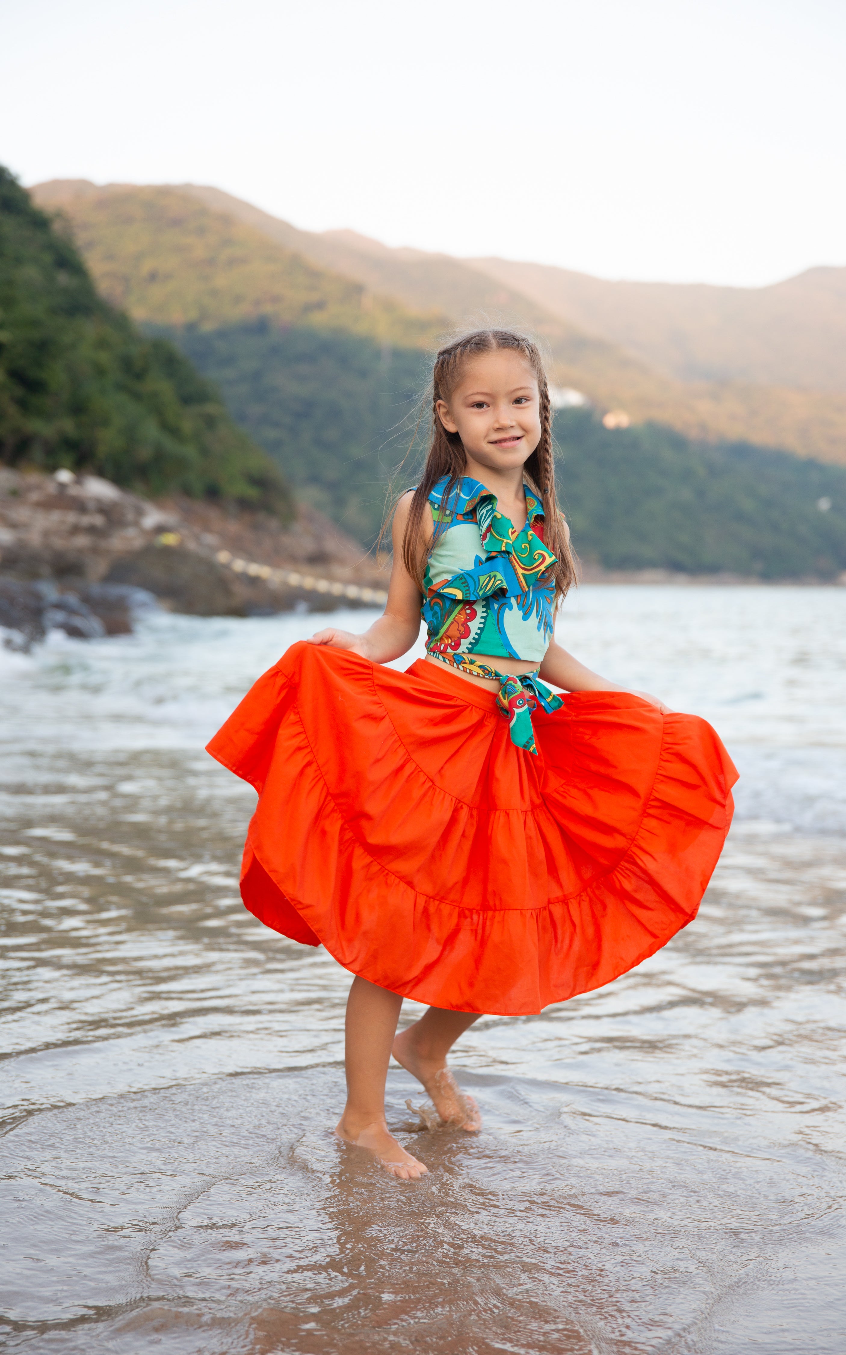 Maracas Tide Tiered Midi Skirt